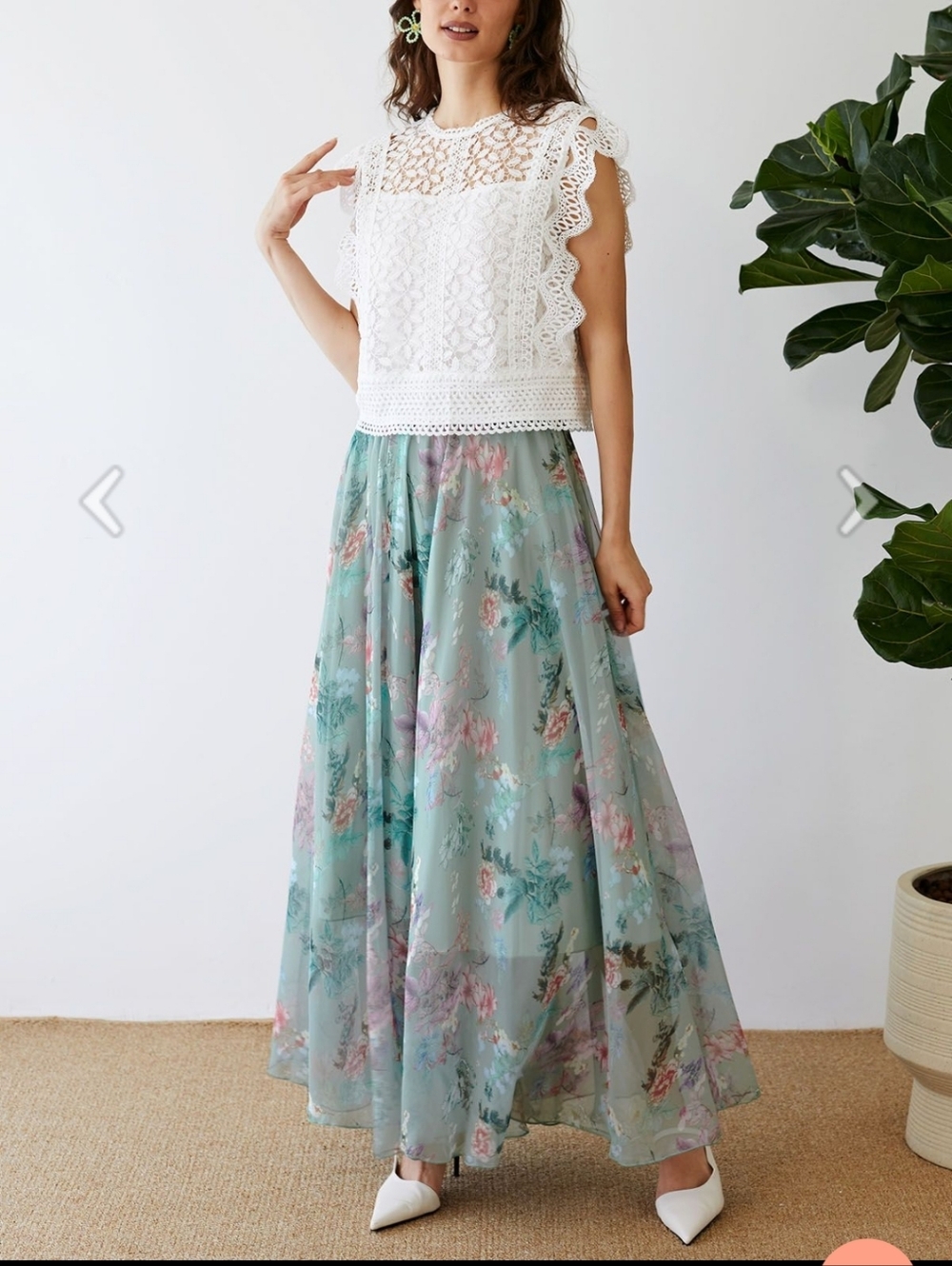 ChicWish Floral Chiffon Maxi Skirt